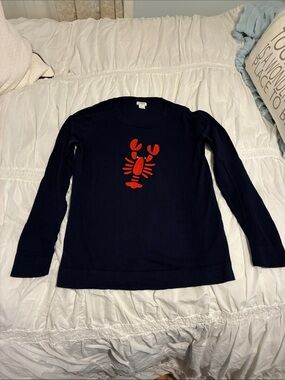 J. Crew Navy Sweater with Red Lobster Motif